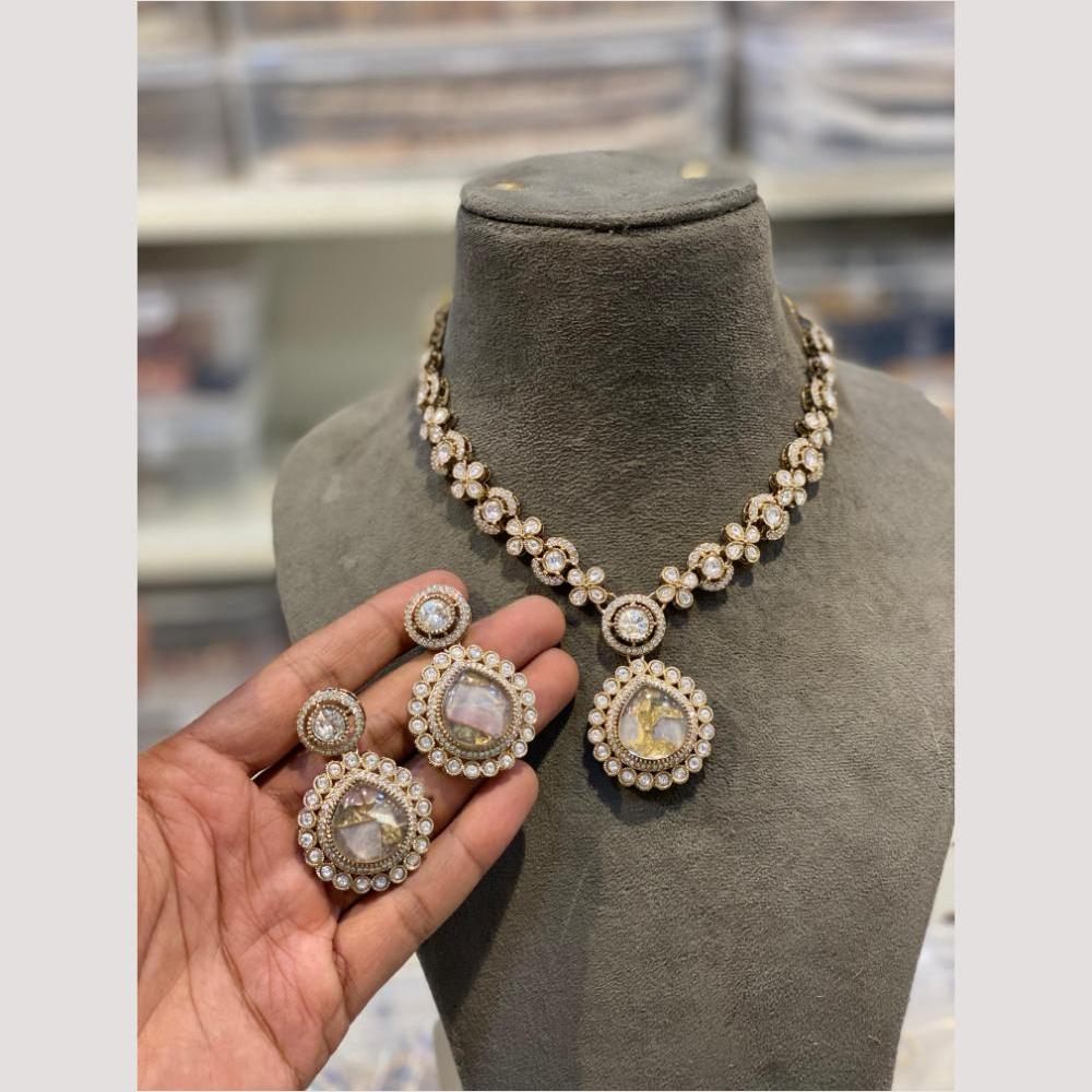 Hira Collections Glamorous Druzy Crystal Stone Necklace Set