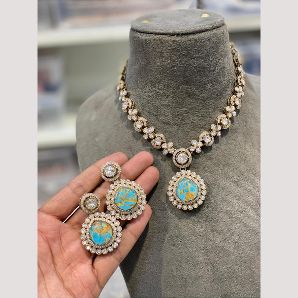 Hira Collections Glamorous Druzy Crystal Stone Necklace Set