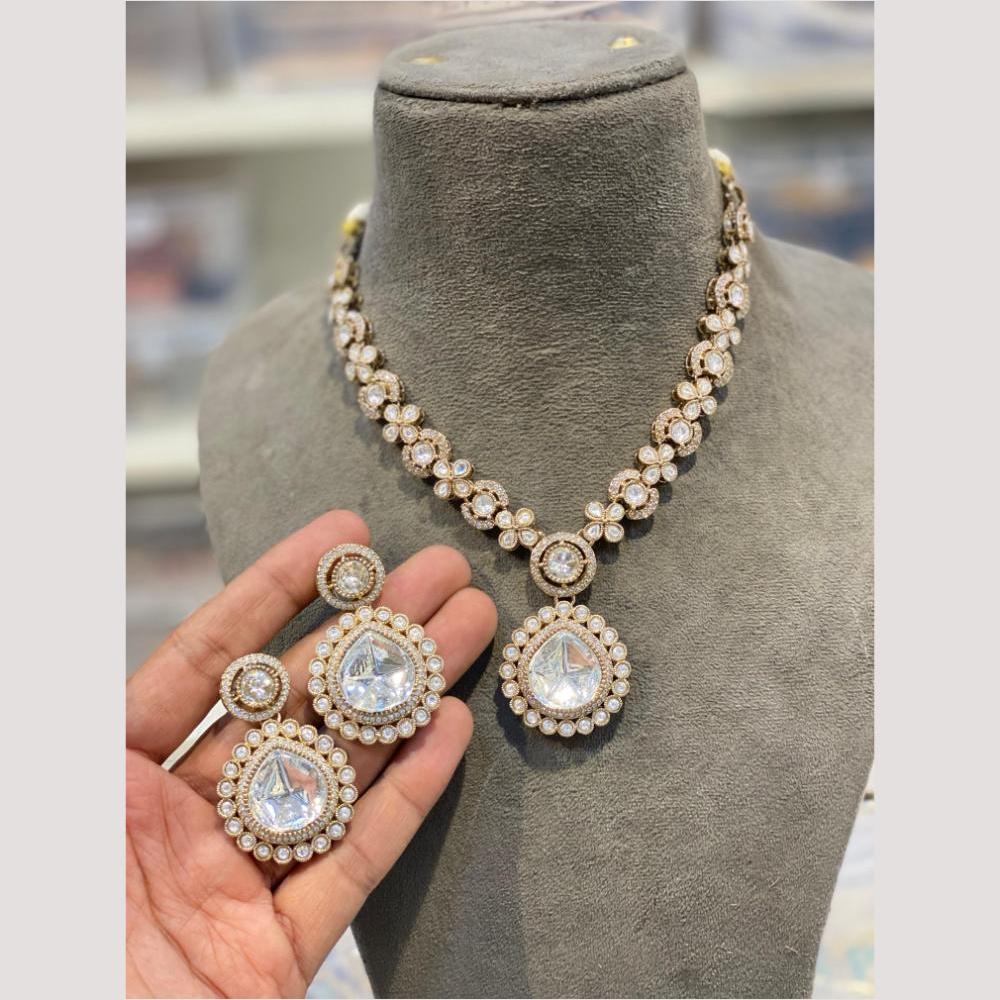 Hira Collections Glamorous Druzy Crystal Stone Necklace Set