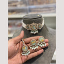 Hira Collections Glamorous Druzy Crystal Stone And Pearl Choker Necklace Set