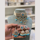 Hira Collections Grand Crystal Pearl And Austrian Stone Choker Necklace Set