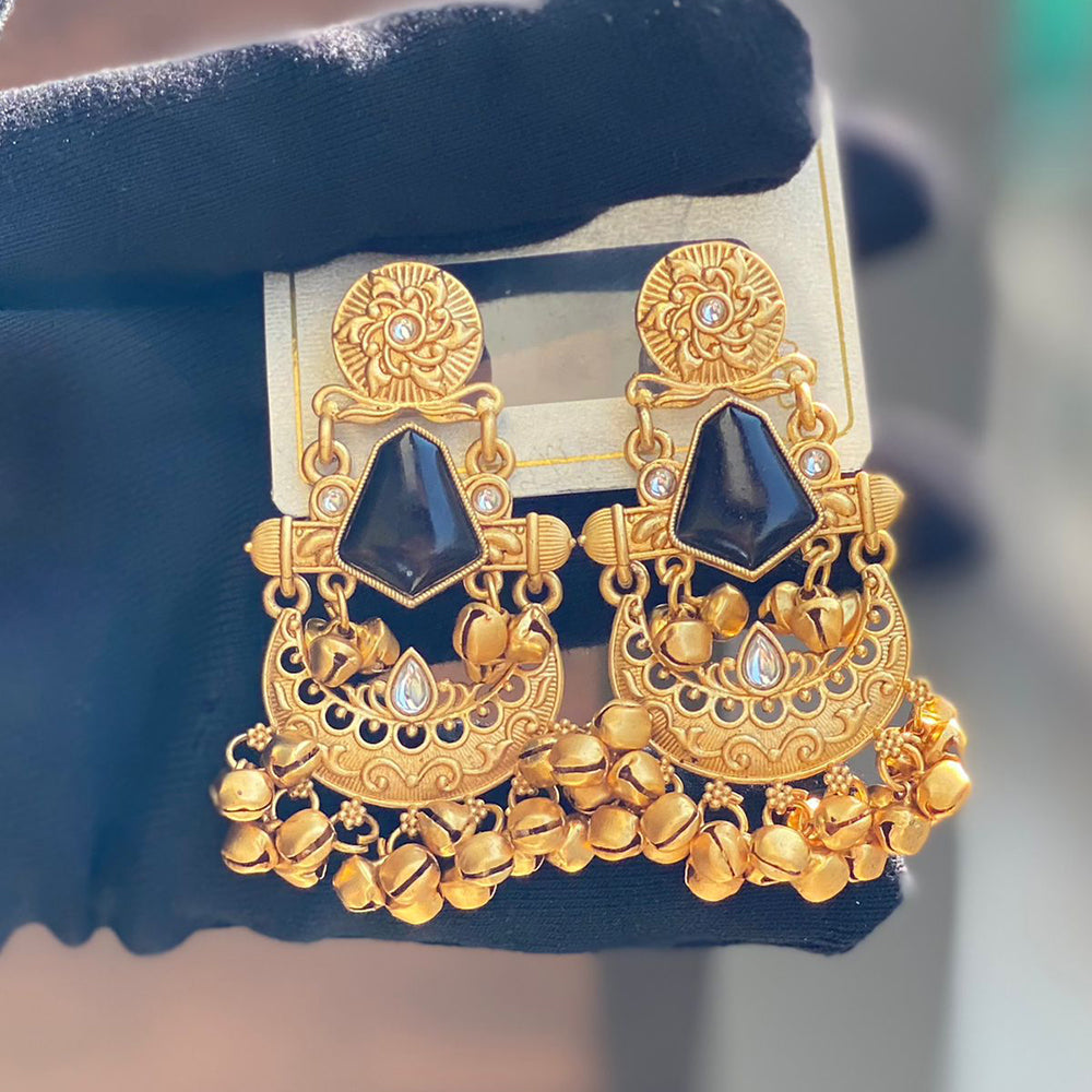 Hira Collections Luxury Kundan Stone And Ghungroo Dangler Earrings