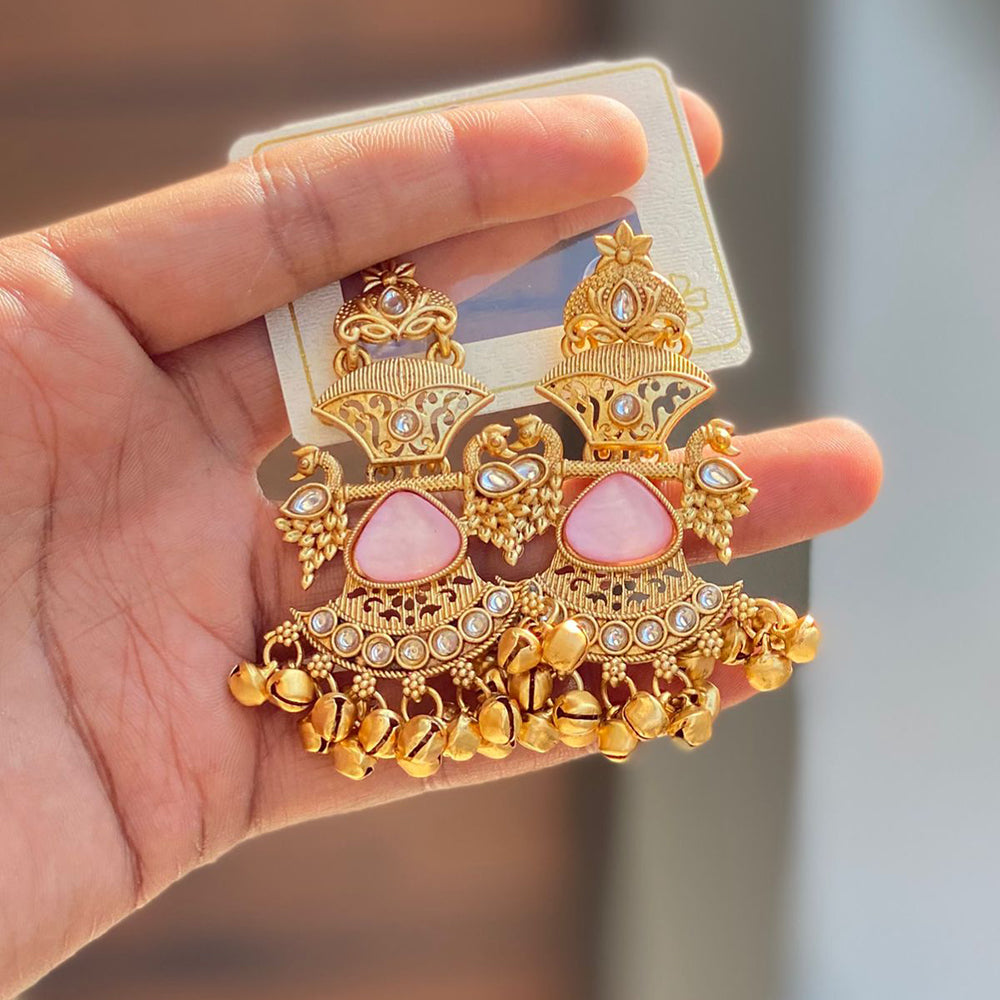 Hira Collections Luxury Kundan Stone And Ghungroo Dangler Earrings