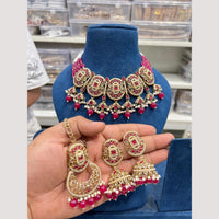 Hira Collections Glamorous Crystal Stone And Pearl Necklace Set