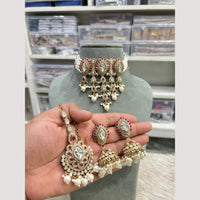 Hira Collections Glamorous Kundan And Pearl Choker Necklace Set