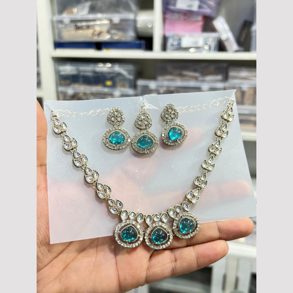 Hira Collections Kundan Stone And Austrian Stone Necklace Set