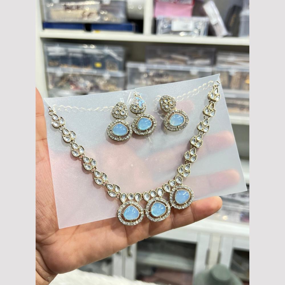 Hira Collections Kundan Stone And Austrian Stone Necklace Set
