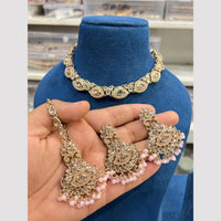 Hira Collections Designer Crystal Stone Pearl And Beaded Choker Necklace Set