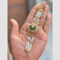 Hira Collections Graceful Pota Stone And Pearl Adjustable Bracelet