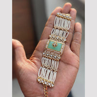 Hira Collections Graceful Pota Stone And Pearl Adjustable Bracelet
