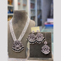 Hira Collections Elegant Crystal Stone Beads And Pearl Long Necklace Set