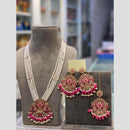 Hira Collections Elegant Crystal Stone Beads And Pearl Long Necklace Set