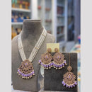 Hira Collections Elegant Crystal Stone Beads And Pearl Long Necklace Set