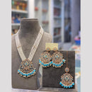 Hira Collections Elegant Crystal Stone Beads And Pearl Long Necklace Set