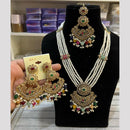 Hira Collections Elegant Crystal Stone Beads And Pearl Long Necklace Set