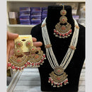 Hira Collections Elegant Crystal Stone Beads And Pearl Long Necklace Set