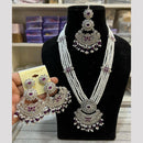 Hira Collections Elegant Crystal Stone Beads And Pearl Long Necklace Set