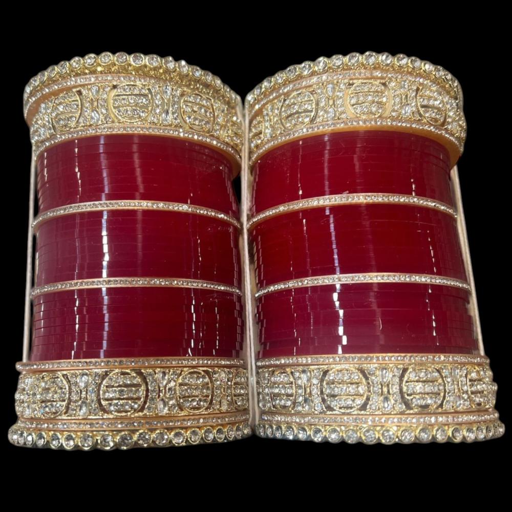 Hira Collections Sparkling Austrian Stone Acrylic Bridal Bangles Set