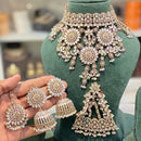 Hira Collections Glamorous Crystal Stone And Pearl Choker Necklace Set