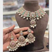 Hira Collections Glamorous Pota Stone And Pearl Choker Necklace Set