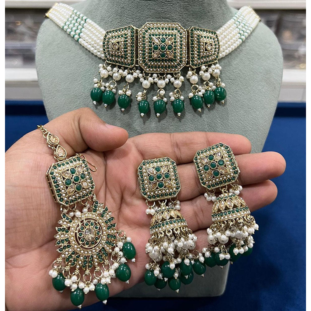 Hira Collection Crystal Stone And Beads Choker Necklace Set