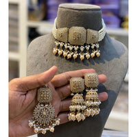 Hira Collection Crystal Stone And Beads Choker Necklace Set