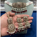 Hira Collection Crystal Stone And Beads Choker Necklace Set