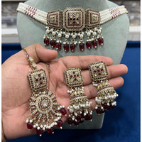 Hira Collection Crystal Stone And Beads Choker Necklace Set