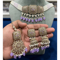 Hira Collection Crystal Stone And Beads Choker Necklace Set