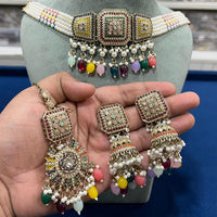 Hira Collection Crystal Stone And Beads Choker Necklace Set