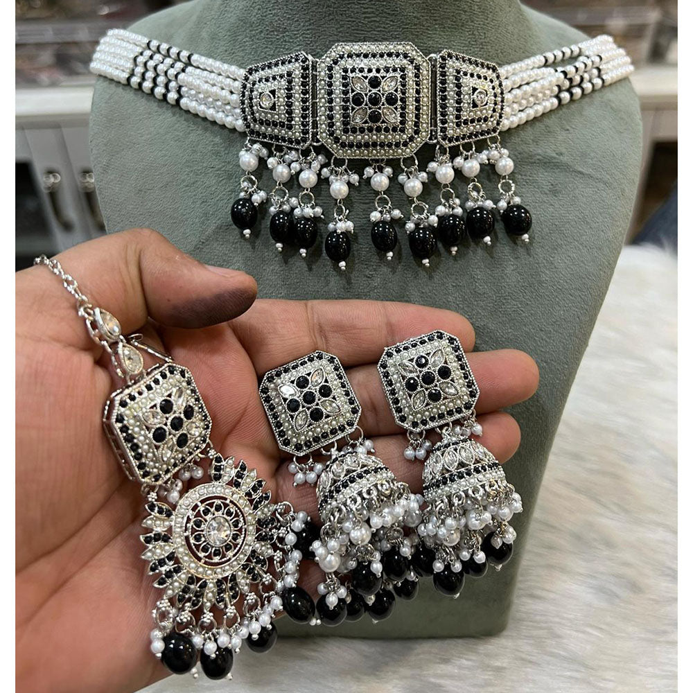 Hira Collection Crystal Stone And Beads Choker Necklace Set