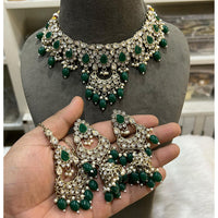 Hira Collection Crystal Stone And Beads Choker Necklace Set