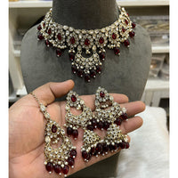 Hira Collection Crystal Stone And Beads Choker Necklace Set