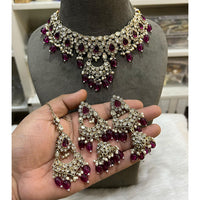 Hira Collection Crystal Stone And Beads Choker Necklace Set