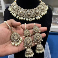 Hira Collection Crystal Stone And Beads Choker Necklace Set