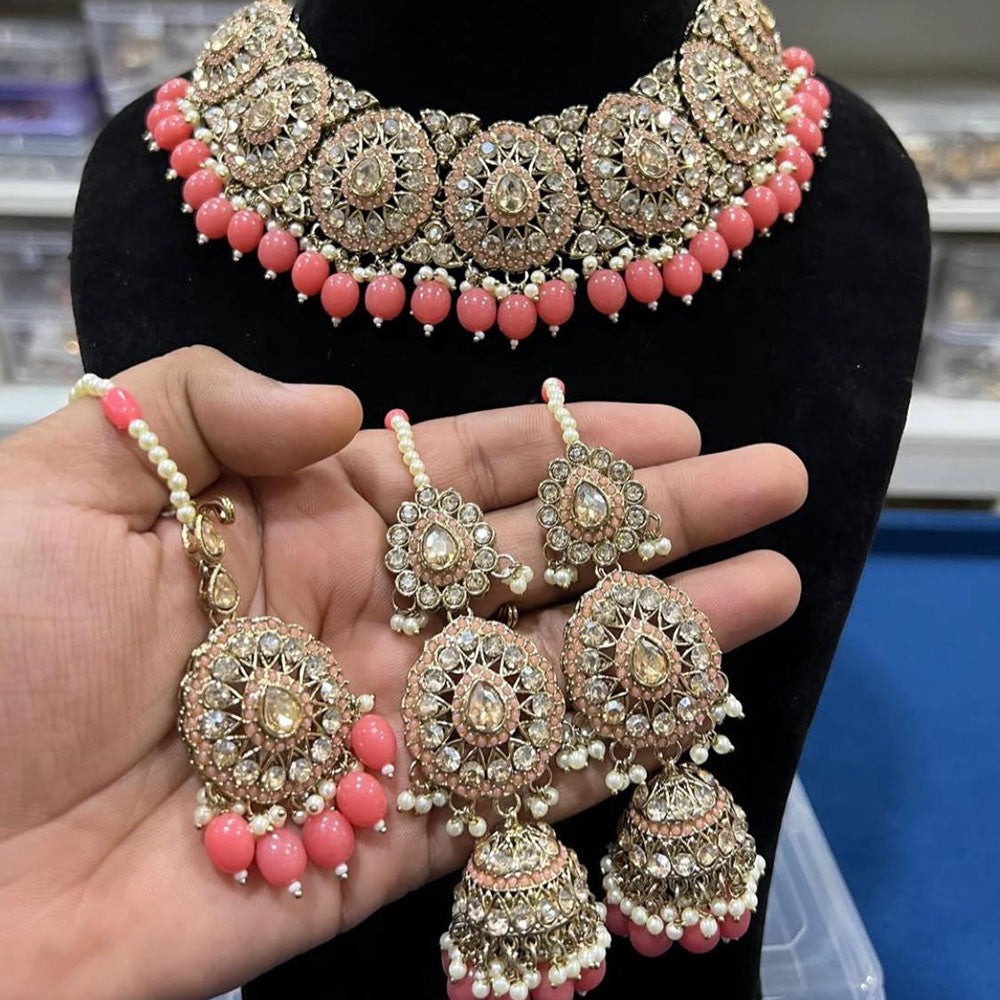 Hira Collection Crystal Stone And Beads Choker Necklace Set