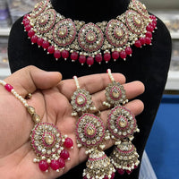 Hira Collection Crystal Stone And Beads Choker Necklace Set