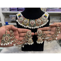 Hira Collection Crystal Stone And Beads Choker Necklace Set