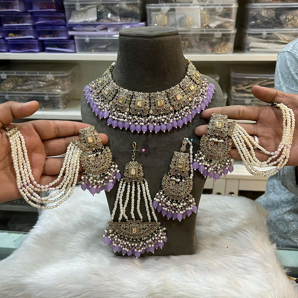 Hira Collection Crystal Stone And Beads Choker Necklace Set