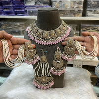 Hira Collection Crystal Stone And Beads Choker Necklace Set