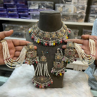 Hira Collection Crystal Stone And Beads Choker Necklace Set