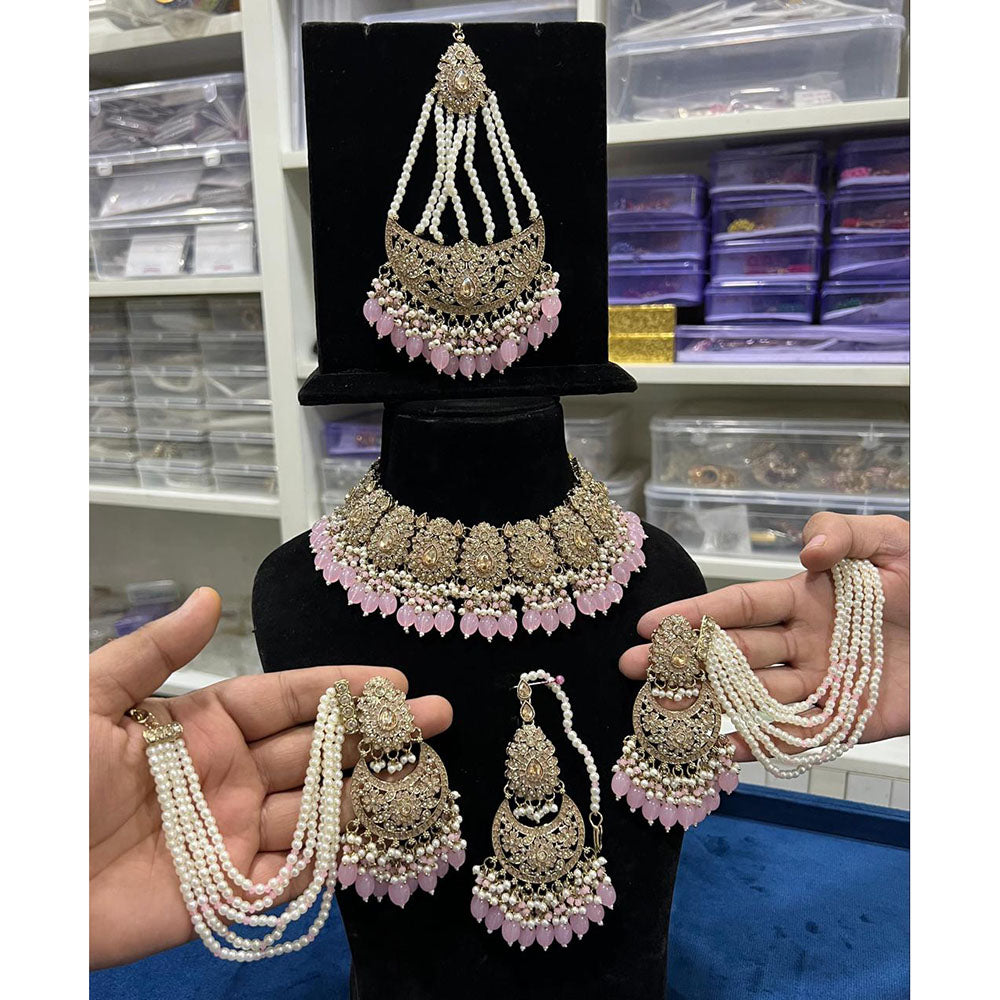 Hira Collection Crystal Stone And Beads Choker Necklace Set