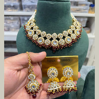 Hira Collections Exclusive Kundan Stone Pearl And Beads Choker Necklace Set