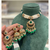 Hira Collections Exclusive Pota Stone Pearl And Beads Choker Necklace Set 