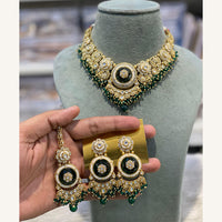 Hira Collections Exclusive Kundan Stone Pearl And Beads Choker Necklace Set