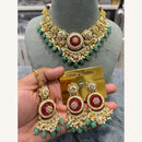 Hira Collections Exclusive Kundan Stone Pearl And Beads Choker Necklace Set
