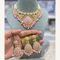 Hira Collections Exclusive Kundan Stone Pearl And Beads Choker Necklace Set