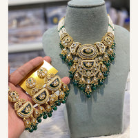 Hira Collections Exclusive Kundan Stone Pearl And Beads Choker Necklace Set