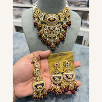 Hira Collections Exclusive Kundan Stone Pearl And Beads Choker Necklace Set
