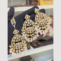 Hira Collections Royal Kundan Pearl And Beads Earrings With Elegant Maangtikka Set